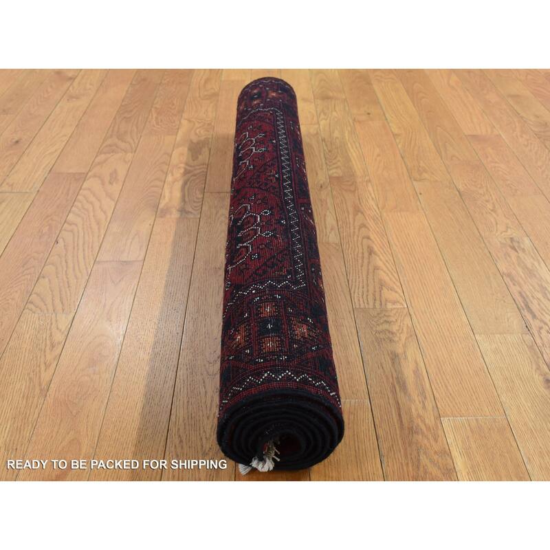 Shahbanu Rugs Vermilion Red, Afghan Khamyab, Denser Weave with Shiny Wool, Hand Knotted